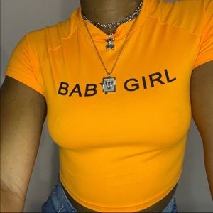 Orange baby girl crop top